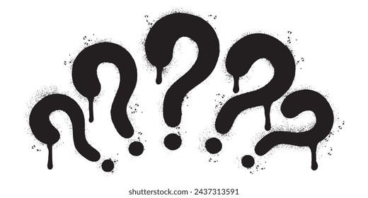 Spray Painted Graffiti Question Icon Sprayed isolated with a white background.
