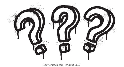 Spray Painted Graffiti Question Icon Sprayed isolated with a white background.