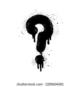 Spray painted graffiti question marks in black over white. question drip symbol.  isolated on white background. vector illustration