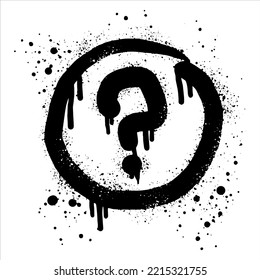 Spray painted graffiti question marks in black over white. question drip symbol.  isolated on white background. vector illustration