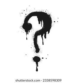 Spray painted graffiti question marks in black over white. question drip symbol.  isolated on white background. vector illustration