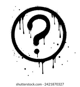 Rotulador pintado de graffiti con signos de interrogación en blanco y negro. símbolo de goteo de preguntas.  aislado de fondo blanco. ilustración vectorial