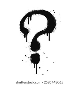Spray painted graffiti question marks in black over white. question drip symbol. isolated on white background. vector illustration
