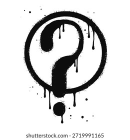 Spray painted graffiti question marks in black over white. question drip symbol. isolated on white background. vector illustration