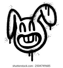 Spray Painted Graffiti rabbit symbol Sprayed isolated with a white background. graffiti bunny icon with over spray in black over white. Vector illustration.