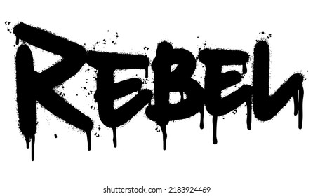 Spray Painted Graffiti rebel Word Sprayed isolated with a white background. graffiti font rebel with over spray in black over white. Vector illustration.