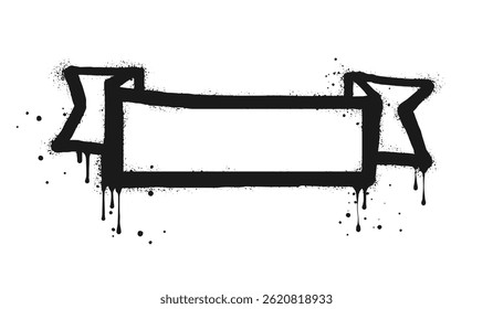 Spray painted graffiti Ribbon in black over white. isolated on white background. vector illustration
