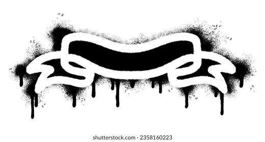 Spray Painted Graffiti ribbon icon Sprayed isolated with a white background. graffiti ribbon symbol with over spray in black over white.