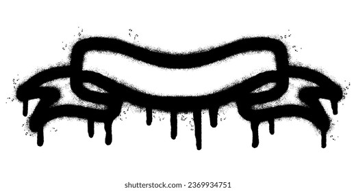 Spray Painted Graffiti ribbon icon Sprayed isolated with a white background. graffiti ribbon symbol with over spray in black over white.