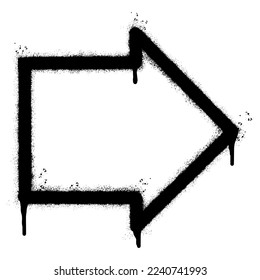 Spray Painted Graffiti Right Arrow Sprayed isolated with a white background. graffiti Right Arrow with over spray in black over white. Vector illustration.