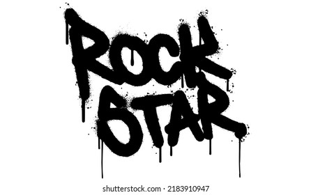 Spray Painted Graffiti rock star Word Sprayed isolated with a white background. graffiti font rock star with over spray in black over white. Vector illustration.