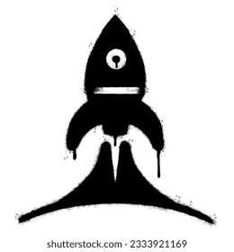 Spray Painted Graffiti Rocket icon Sprayed isolated with a white background.