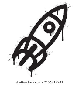 Spray Painted Graffiti Rocket icon Sprayed isolated with a white background.