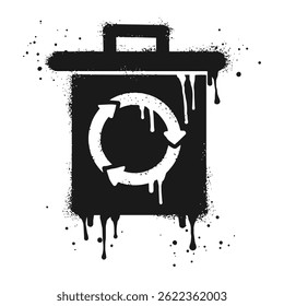 Spray painted graffiti Rubbish bin. isolated on white background. Trash bin icon. vector illustration