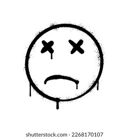 Spray Painted Graffiti spray sad icon isolated on white background.
