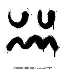 Spray Painted Graffiti scary sick face emoticon isolated on white background. vector illustration.