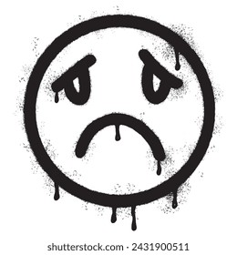 Spray Painted Graffiti scary sick face emoticon isolated on white background. vector illustration.