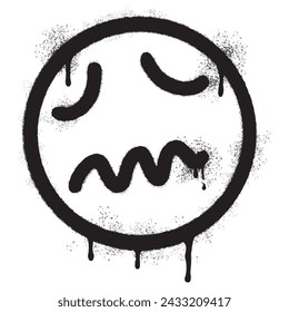 Spray Painted Graffiti scary sick face emoticon isolated on white background. vector illustration.