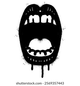 Spray Painted Graffiti screaming mouth icon isolated on white background. vector illustration.