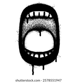 Spray Painted Graffiti screaming mouth icon isolated on white background. vector illustration.