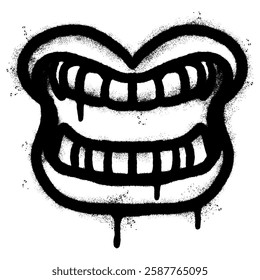 Spray Painted Graffiti screaming mouth icon isolated on white background.	