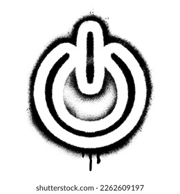 Spray Painted Graffiti shut down icon Sprayed isolated with a white background. graffiti Icon button on-off with over spray in black over white.