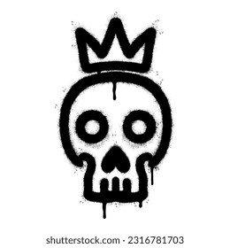 Spray Painted Graffiti skull in the crown icon Sprayed isolated with a white background.