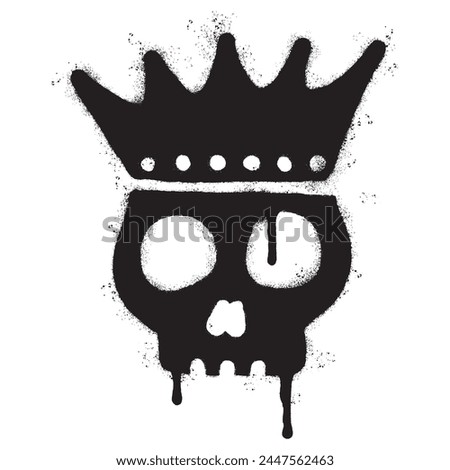 Spray Painted Graffiti skull in the crown icon Sprayed isolated with a white background.