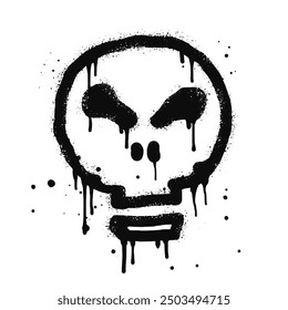Spray painted graffiti skull head in black over white. Skull head symbol. isolated on white background. vector illustration