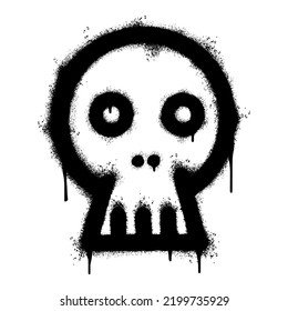Spray Painted Graffiti skull icon isolated on white background. vector illustration.