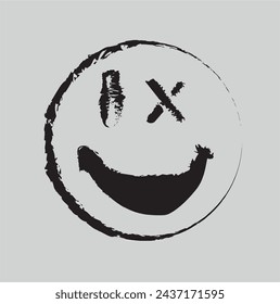 Spray Painted Graffiti smiling face emoticon isolated on white background. vector illustration.
