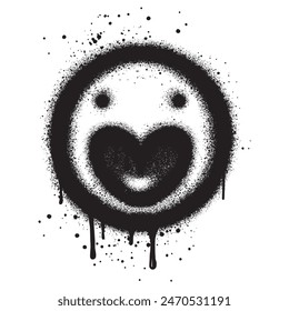 Graffiti pintado en aerosol con emoticono de cara sonriente.