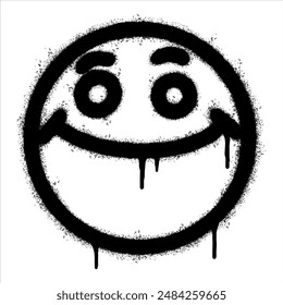 Spray Painted Graffiti smiling face emoticon isolated on white background. vector illustration.
