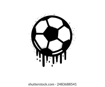 Icono del balón de fútbol pintado del graffiti aislado en el fondo blanco, FIFA, UEFA, Copa del euro, deporte, fútbol 