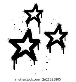 Spray painted graffiti sparkle icon. black over white. stars sparkle drip symbol. isolated on white background. vector illustration