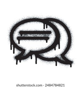 Spray painted graffiti Speech bubble in black over white. bubble drip symbol. isolated on white background. vector illustration