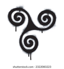 Spray Painted Graffiti spiral elements Sprayed isolated with a white background. graffiti spiral elements with over spray in black over white. Vector illustration.