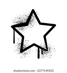 Spray painted graffiti star isolated on white background. Black and White street art style element. Urban style vector illustration