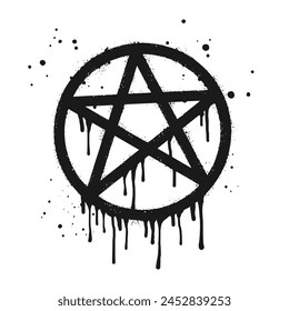 Spray painted graffiti Star sign in black over white. Star drip symbol.  isolated on white background. vector illustration