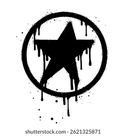 Spray painted graffiti Star sign in black over white. Star drip symbol. isolated on white background. vector illustration