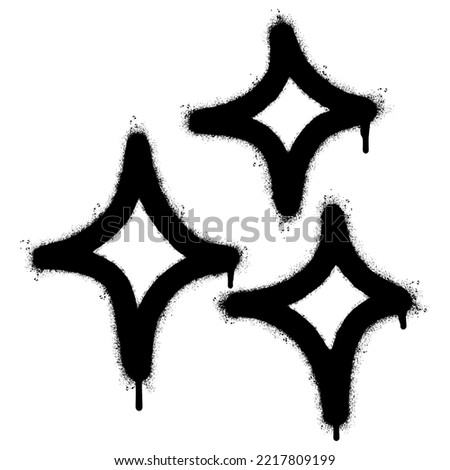 Spray Painted Graffiti stars sparkle icon icon Sprayed isolated with a white background. graffiti shining burst with over spray in black over white. Vector illustration.