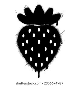 Spray Painted Graffiti Strawberry icon Sprayed isolated with a white background. graffiti Strawberry symbol with over spray in black over white.