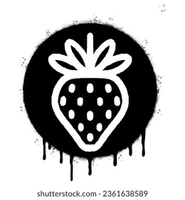 Spray Painted Graffiti Strawberry icon Sprayed isolated with a white background. graffiti Strawberry symbol with over spray in black over white.
