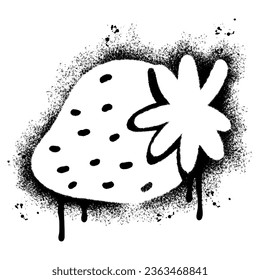 Spray Painted Graffiti Strawberry icon Sprayed isolated with a white background. graffiti Strawberry symbol with over spray in black over white.