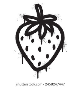 Spray Painted Graffiti Strawberry icon Sprayed isolated with a white background.