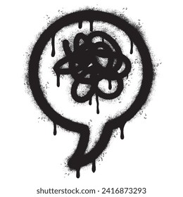 Spray Painted Graffiti Stressed thoughts bubble Sprayed isolated with a white background. graffiti Speech bubble symbol with over spray in black over white.