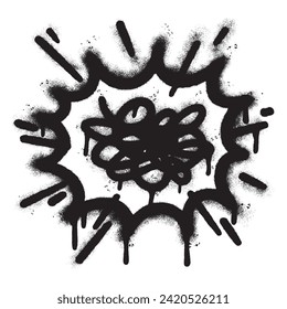 Spray Painted Graffiti Stressed thoughts bubble Sprayed isolated with a white background. graffiti Speech bubble symbol with over spray in black over white.