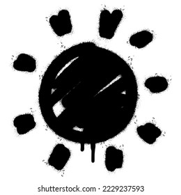 Spray Painted Graffiti Sun icon Sprayed isolated with a white background. graffiti Sun symbol with over spray in black over white. Vector illustration.
