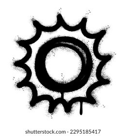 Spray Painted Graffiti Sun icon Sprayed isolated with a white background. graffiti Sun symbol with over spray in black over white.