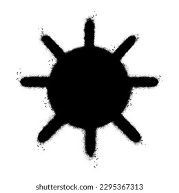 Spray Painted Graffiti Sun icon Sprayed isolated with a white background. graffiti Sun symbol with over spray in black over white.